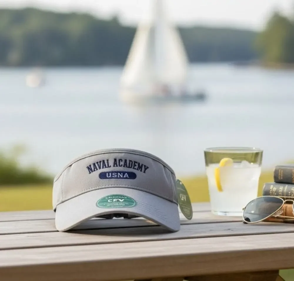 USNA United States Naval Academy Adjustable Visor Hat Gray Legacy CFV NWT
